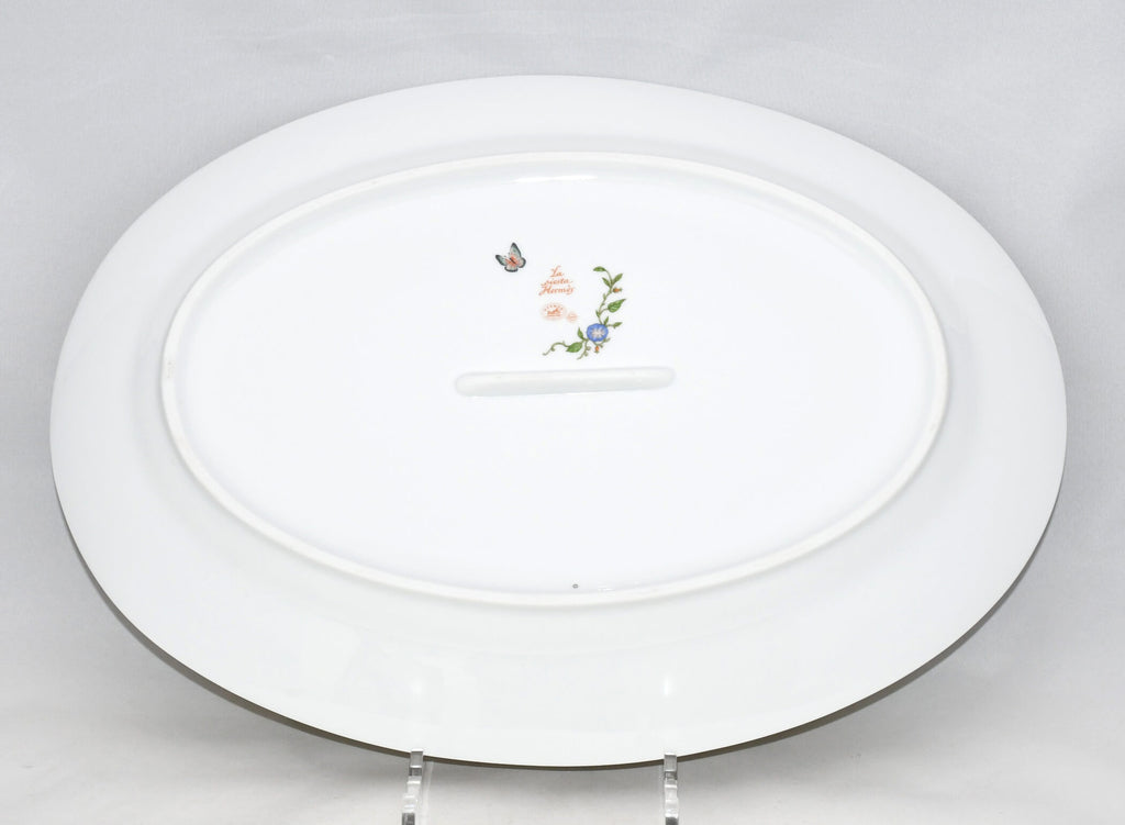 Hermes La Siesta Oval Plate 16.5" porcelain 42 cm flower