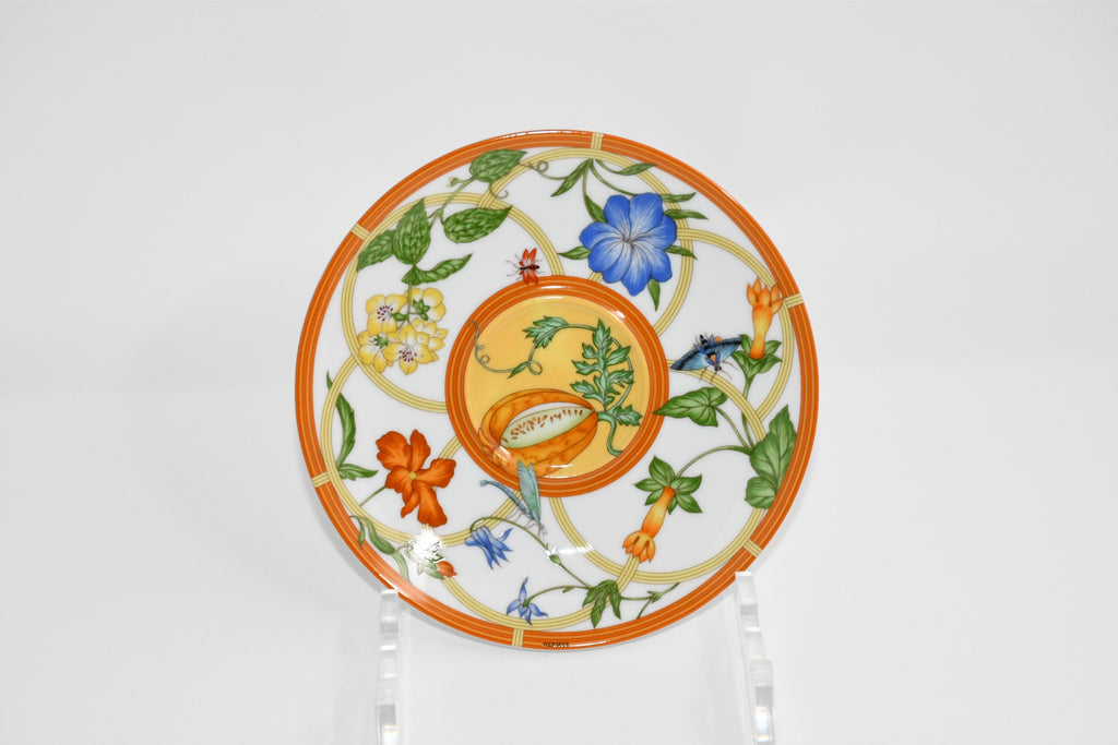 Hermes La Siesta Tea Cup and Saucer Set of 2 yellow porcelain flower coffee