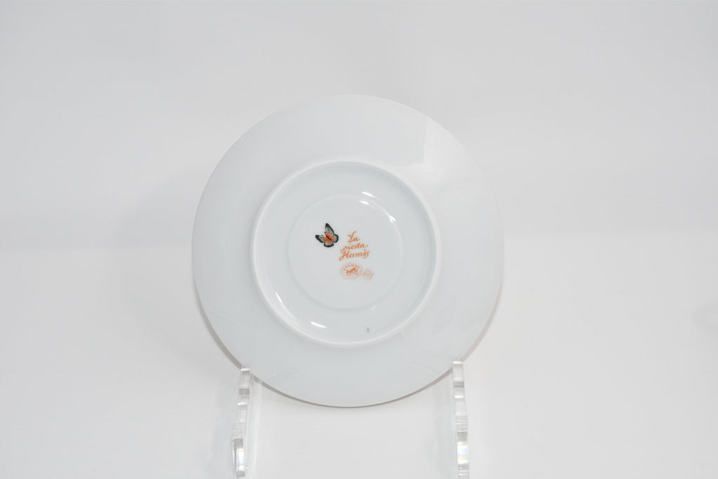 Hermes La Siesta Tea Cup and Saucer Set of 2 yellow porcelain flower coffee