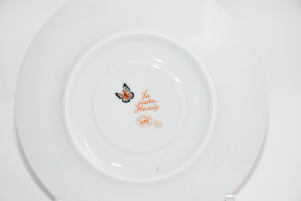 Hermes La Siesta Tea Cup and Saucer Set of 2 yellow porcelain flower coffee