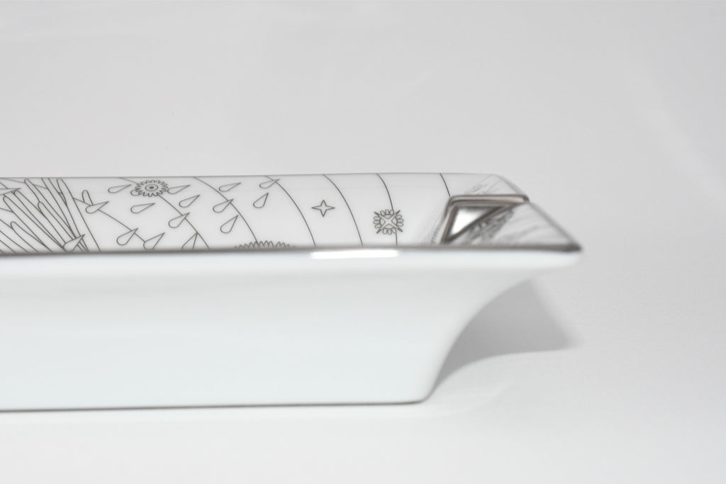 Hermes La Source de Pegase Change tray white silver Ashtray Pegasus horse plate porcelain
