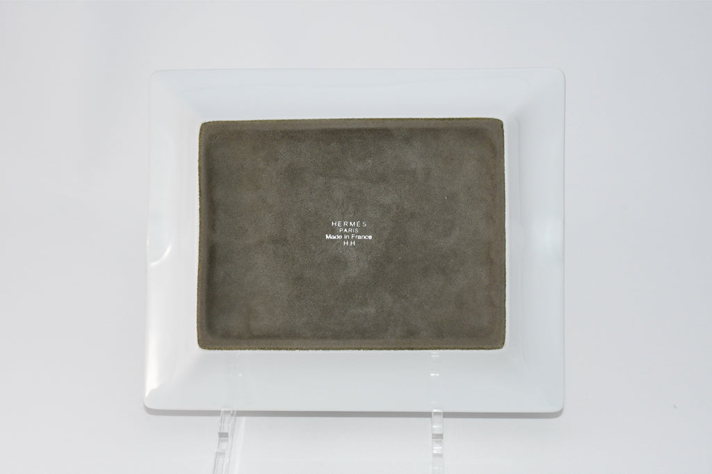 Hermes La Source de Pegase Change tray white silver Ashtray Pegasus horse plate porcelain