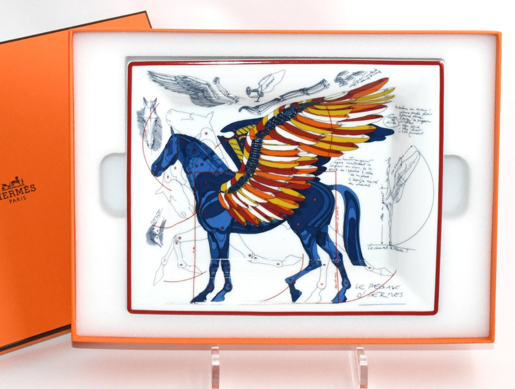 Hermes Le Pegase d’Hermes Change tray blue porcelain Ashtray Pegasus horse