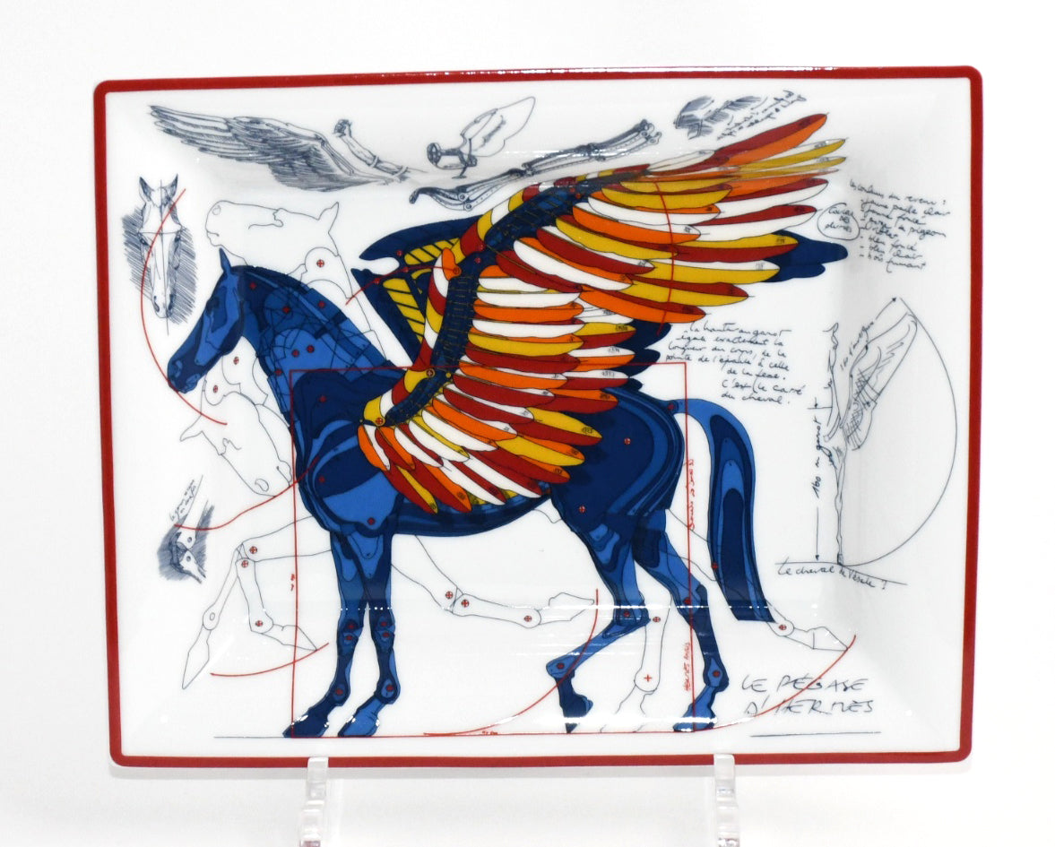 Hermes Le Pegase d’Hermes Change tray blue porcelain Ashtray Pegasus horse