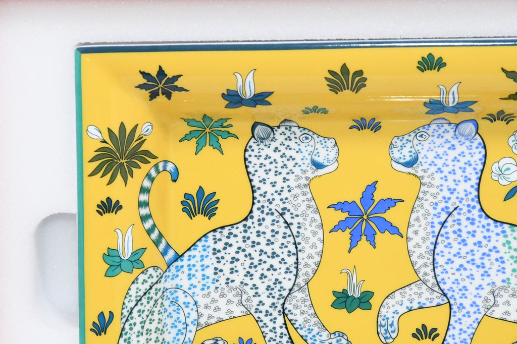 Hermes Les Leopards Change tray animal porcelain Ashtray plate yellow