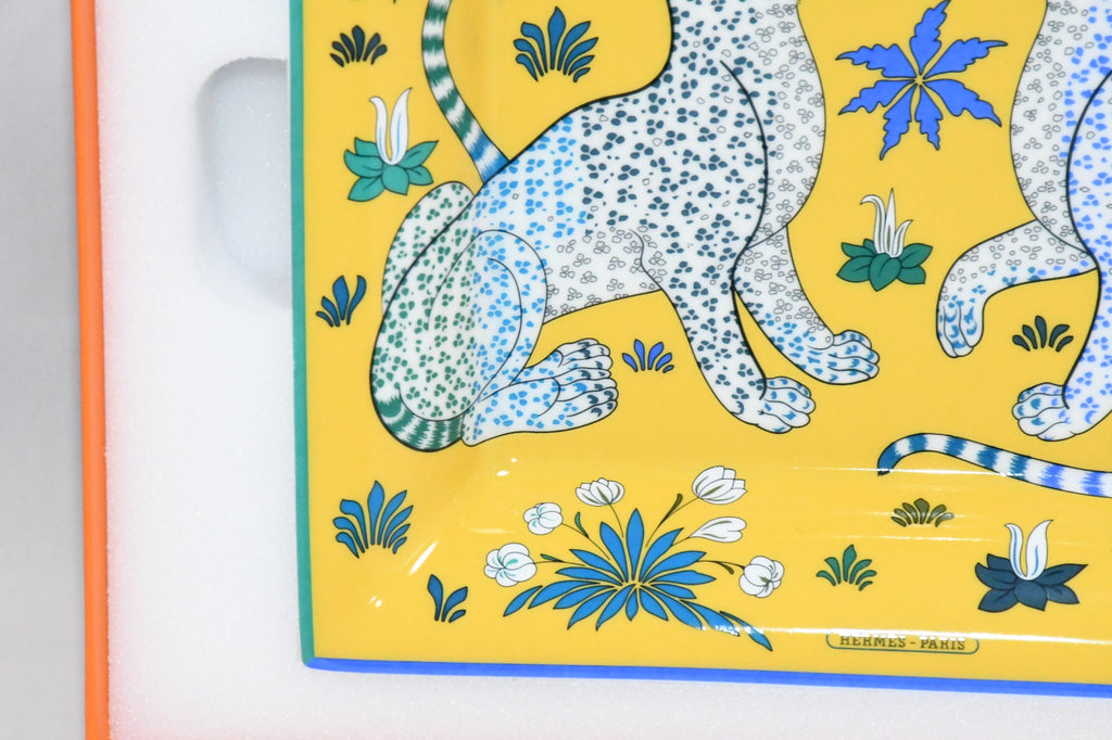 Hermes Les Leopards Change tray animal porcelain Ashtray plate yellow