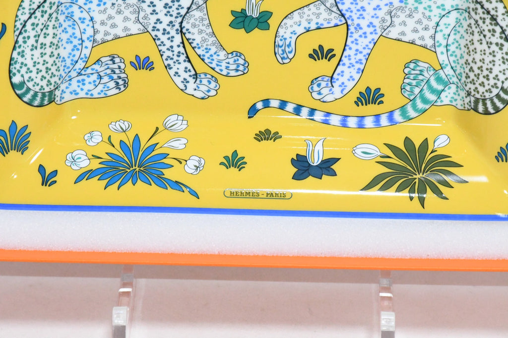 Hermes Les Leopards Change tray animal porcelain Ashtray plate yellow
