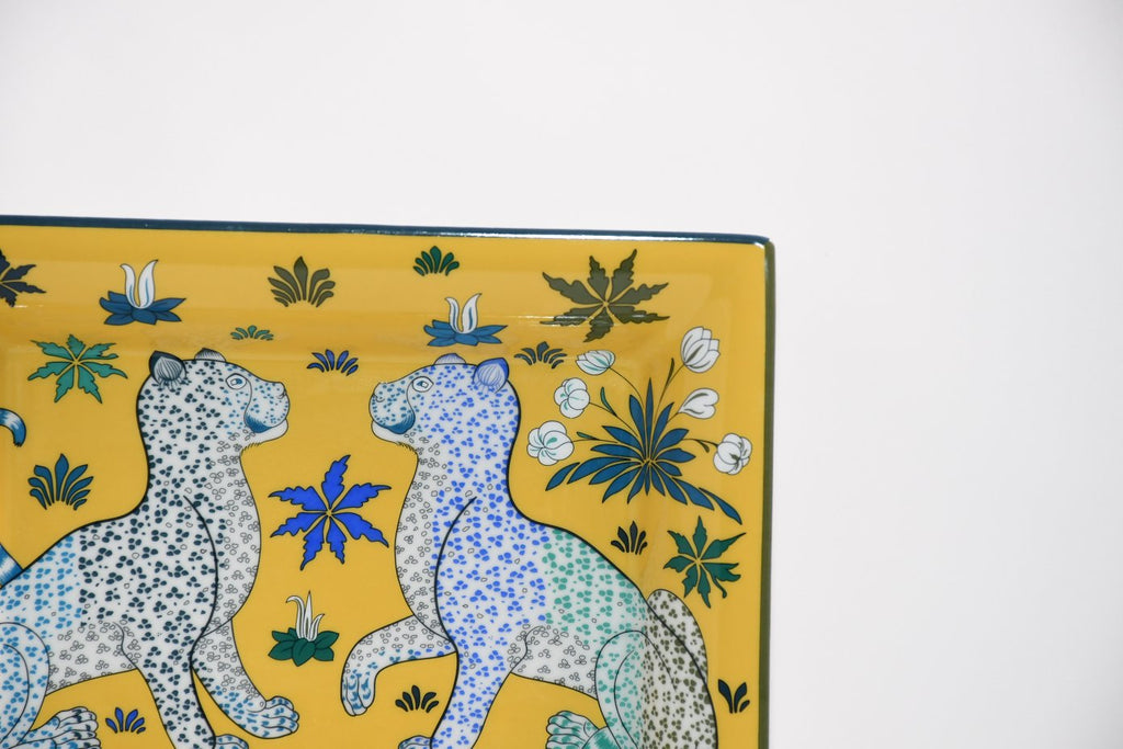 Hermes Les Leopards Change tray yellow porcelain Ashtray plate leopard 054