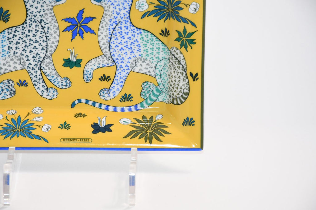 Hermes Les Leopards Change tray yellow porcelain Ashtray plate leopard 054
