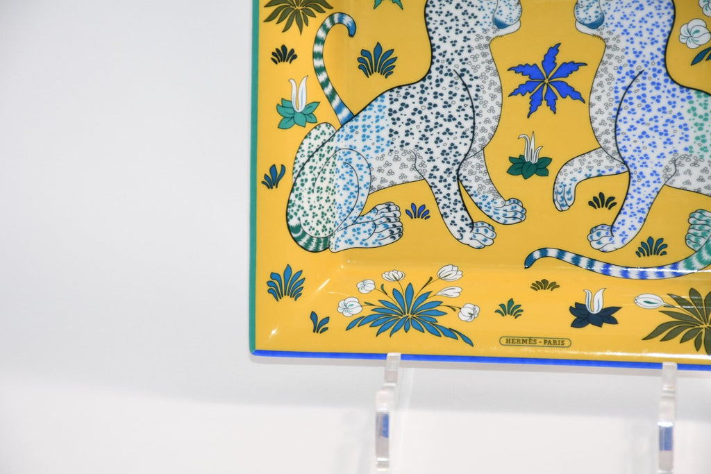 Hermes Les Leopards Change tray yellow porcelain Ashtray plate leopard 054