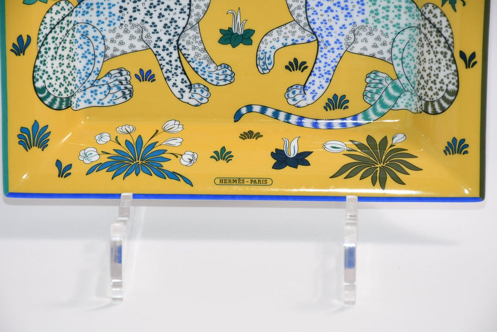 Hermes Les Leopards Change tray yellow porcelain Ashtray plate leopard 054