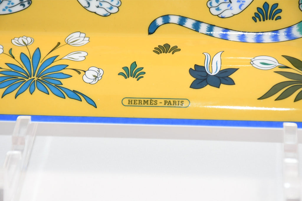 Hermes Les Leopards Change tray yellow porcelain Ashtray plate leopard