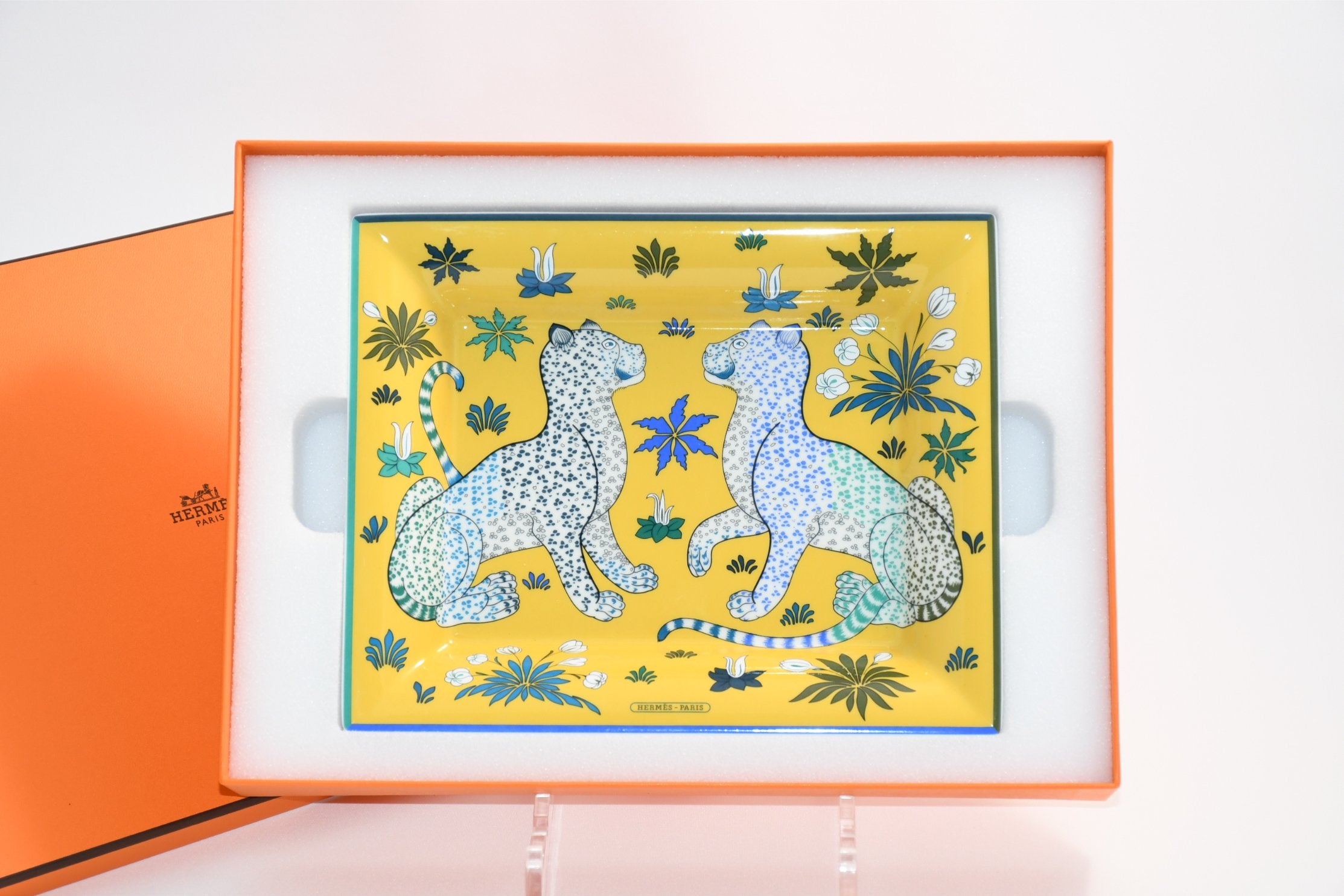 エルメス LES LEOPARDS アッシュトレイ インテリア /RF3 Hermes Les Leopards Change tray yellow porcelain Ashtray plate