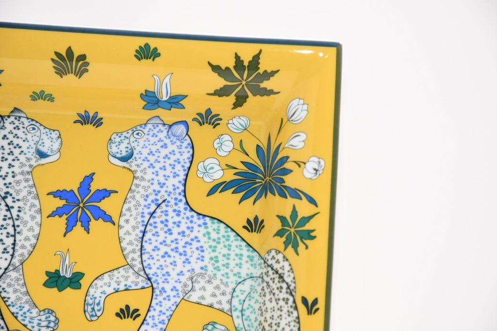 Hermes Les Leopards Change tray yellow porcelain Ashtray plate leopard