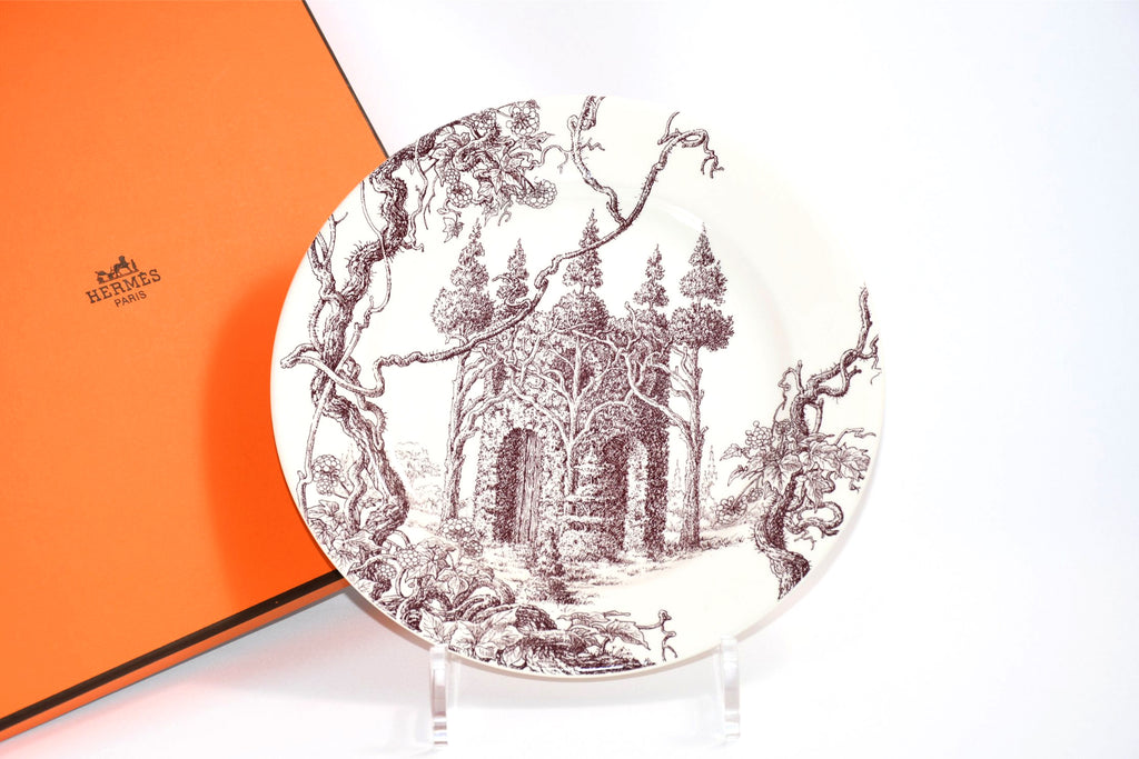 Hermes Les Maisons Enchantees Dessert Plate 22 cm tree porcelain dinner 016