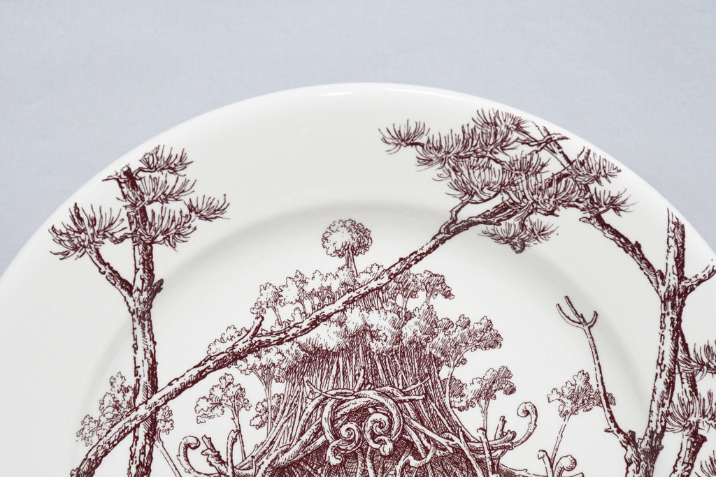 Hermes Les Maisons Enchantees Dessert Plate 22 cm tree porcelain dinner 8.75"