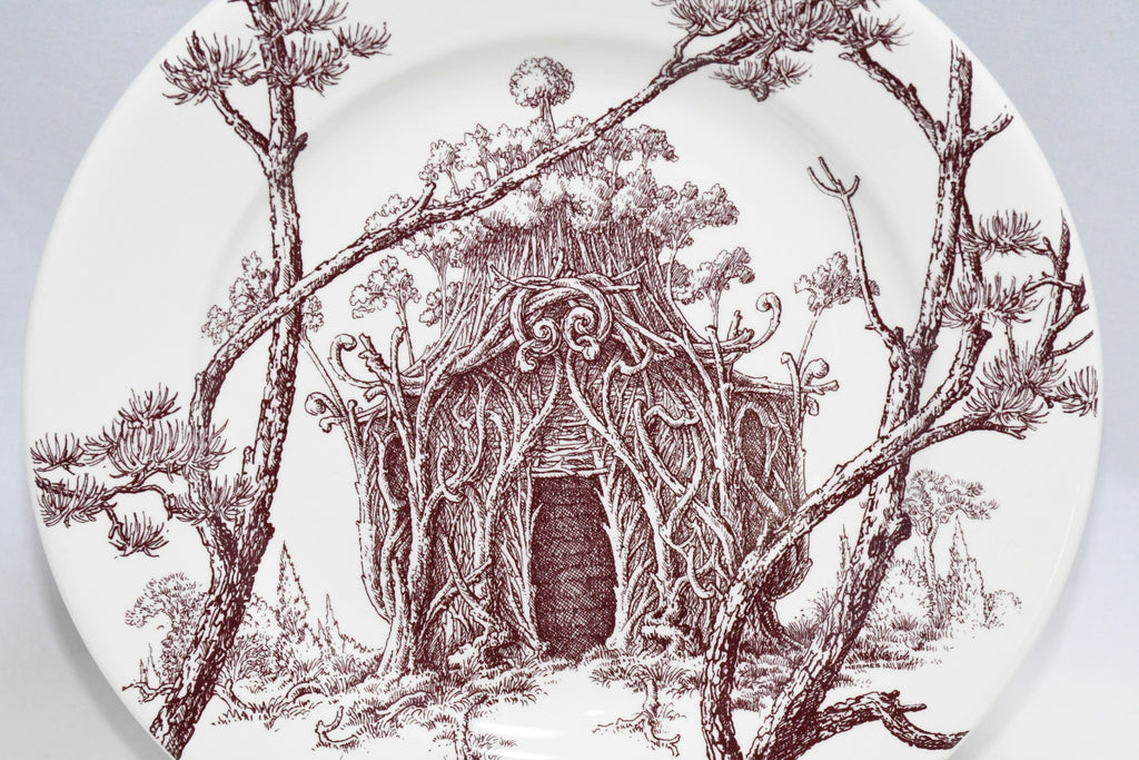 Hermes Les Maisons Enchantees Dessert Plate 22 cm tree porcelain dinner 8.75"