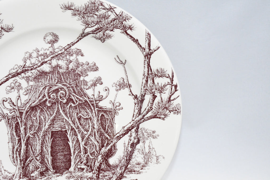 Hermes Les Maisons Enchantees Dessert Plate 22 cm tree porcelain dinner 8.75"