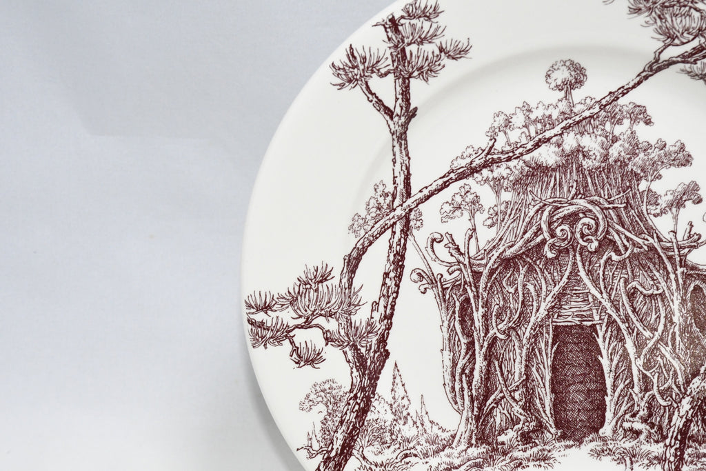 Hermes Les Maisons Enchantees Dessert Plate 22 cm tree porcelain dinner 8.75"