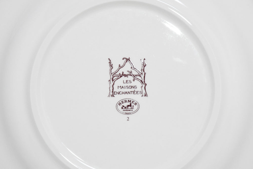Hermes Les Maisons Enchantees Dessert Plate 22 cm tree porcelain dinner 8.75"