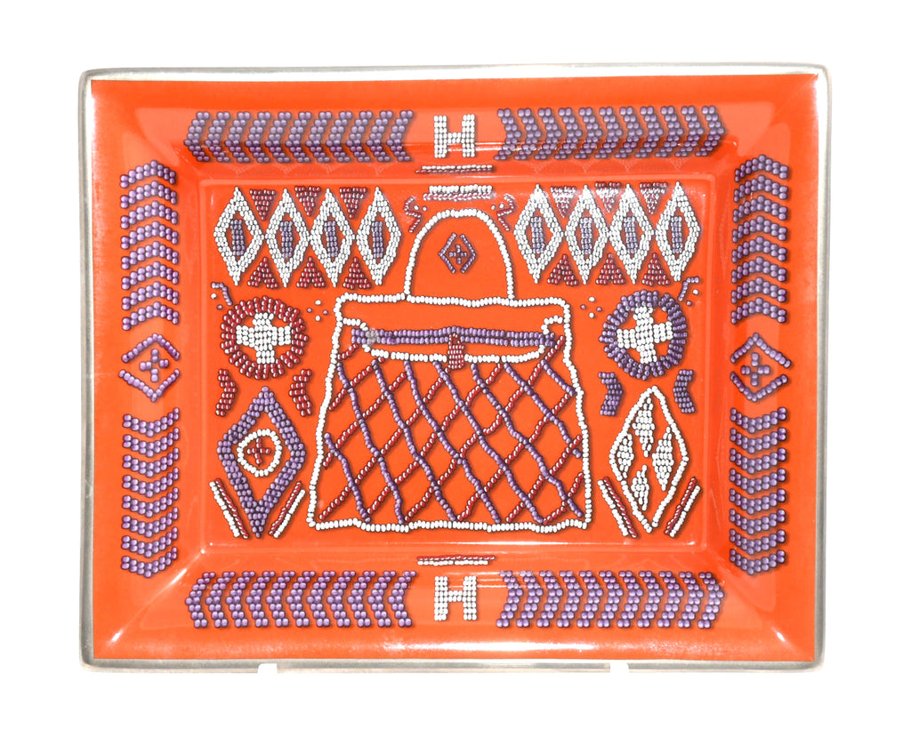 Hermes Magic Kelly Change tray porcelain Ashtray orange bag plate Vide Poch