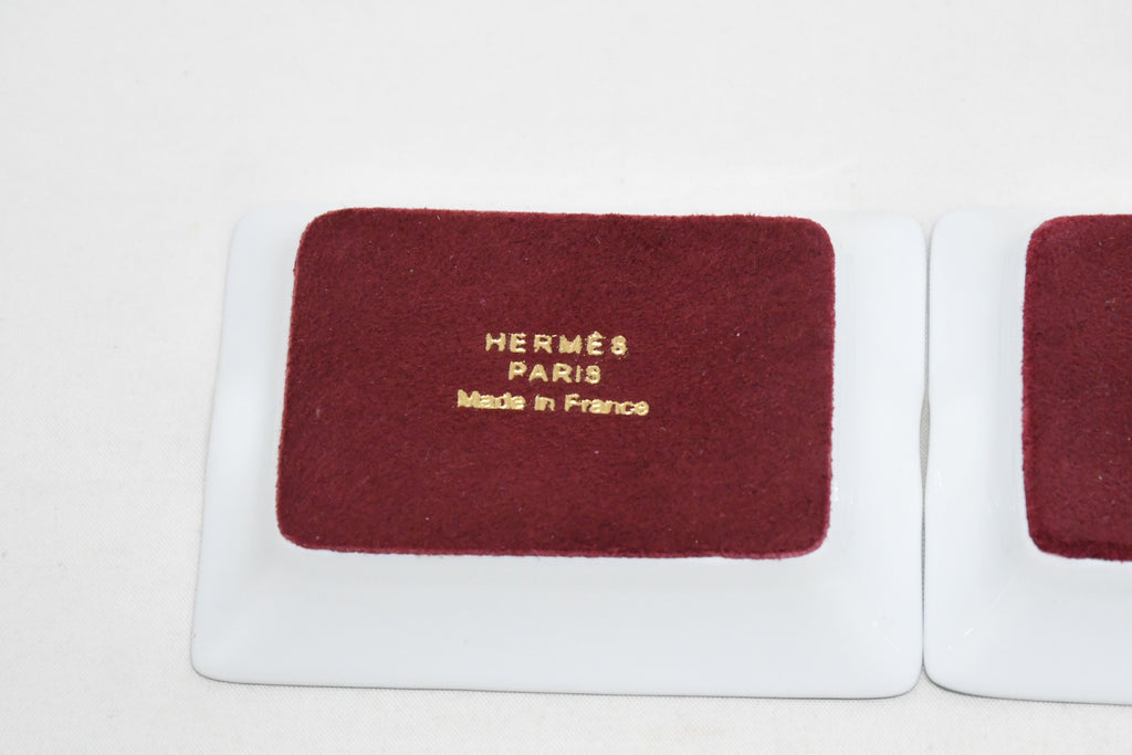 Hermes Mini Ashtray Set of 2 Horse red blue porcelain Change tray 621