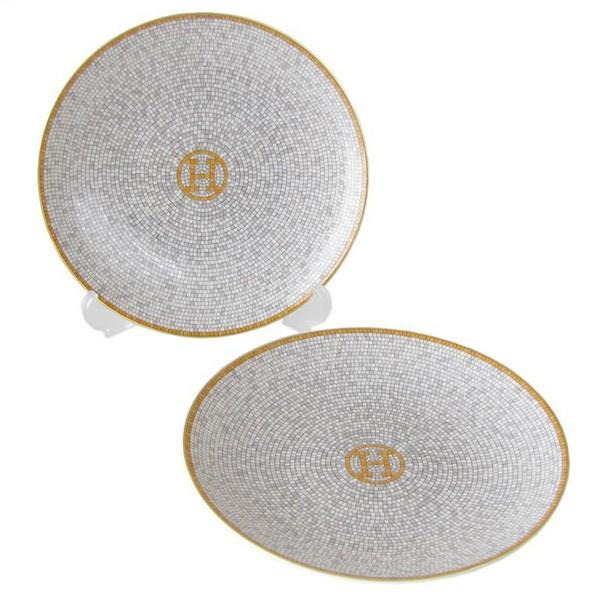 Hermes Mosaique au 24 Bread Plate 16 cm gold porcelain cake dessert