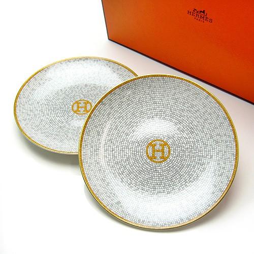 Hermes Mosaique au 24 Bread Plate 16 cm gold porcelain cake dessert