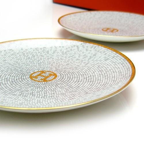 Hermes Mosaique au 24 Bread Plate 16 cm gold porcelain cake dessert