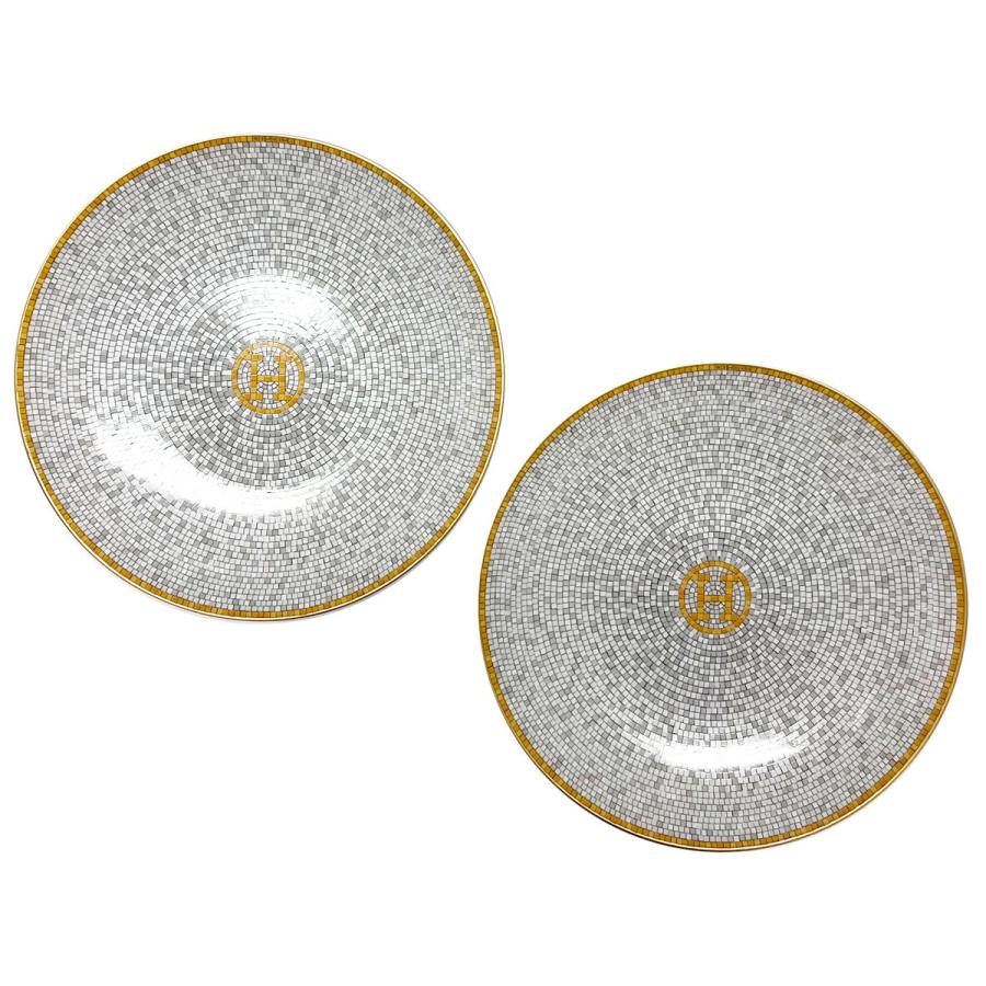 Hermes Mosaique au 24 Bread Plate 16 cm gold porcelain cake dessert