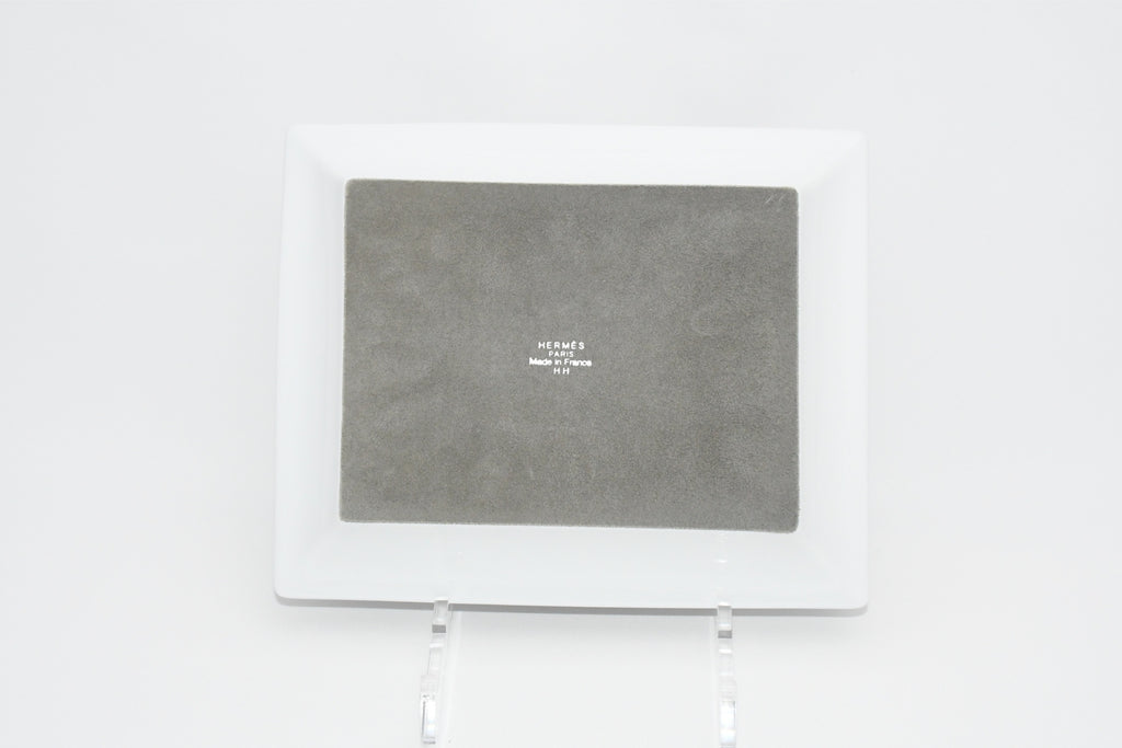 Hermes Mosaique au 24 Change tray Platinum Silver Ashtray plate porcelain