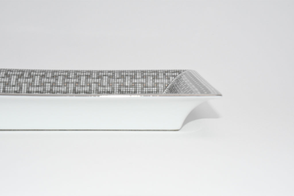 Hermes Mosaique au 24 Change tray Platinum Silver Ashtray plate porcelain