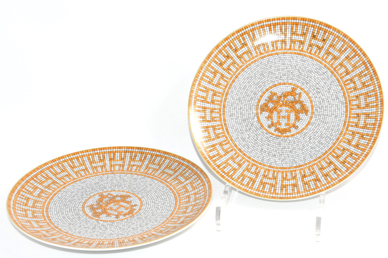 Hermes Mosaique au 24 Dessert Plate 21 cm Gold Set of 2 porcelain 8.75"