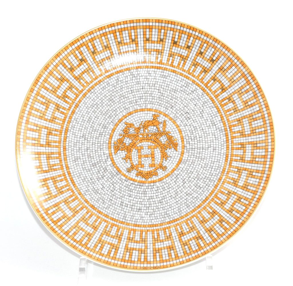 Hermes Mosaique au 24 Dessert Plate 21 cm Gold Set of 2 porcelain 8.75"