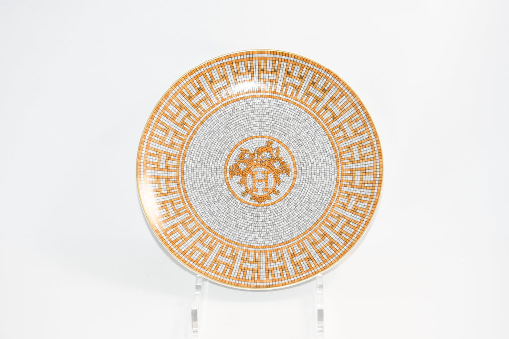 Hermes Mosaique au 24 Dessert Plate 21 cm Gold Set of 2 porcelain 8.75"
