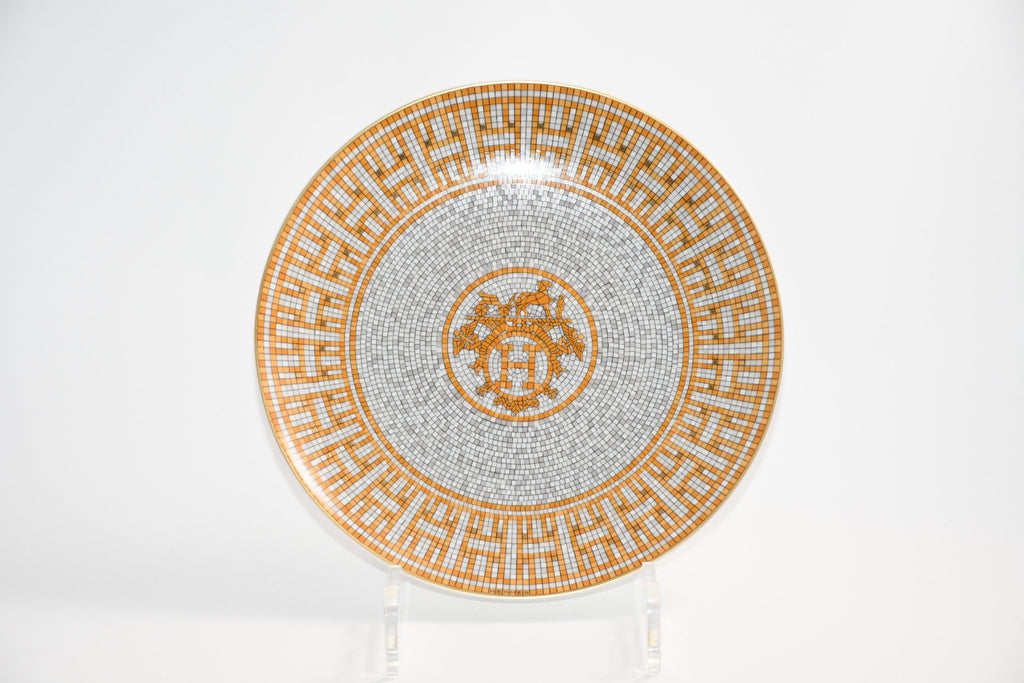 Hermes Mosaique au 24 Dessert Plate 21 cm Gold Set of 2 porcelain 8.75"
