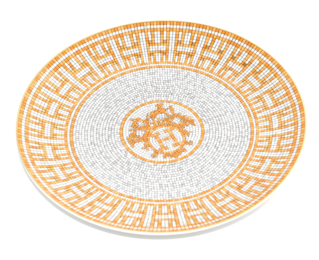 Hermes Mosaique au 24 Dessert Plate 21 cm Gold Set of 2 porcelain 8.75"