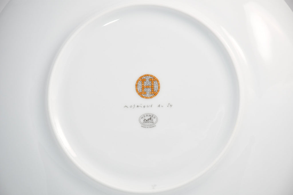 Hermes Mosaique au 24 Dessert Plate 21 cm Gold Set of 2 porcelain 8.75"