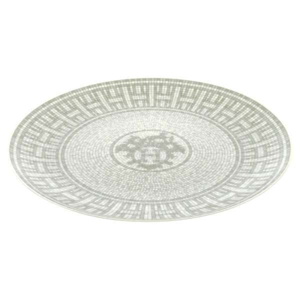 Hermes Mosaique au 24 Dessert Plate 22.5 cm Platinum silver Set of 2 porcelain