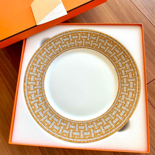 Hermes Mosaique au 24 Dinner Plates 27 cm Gold porcelain tableware