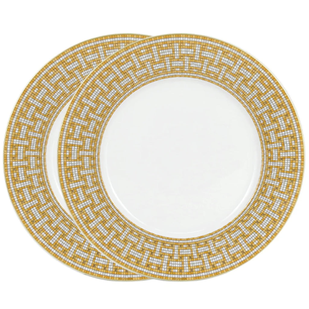 Hermes Mosaique au 24 Dinner Plates 27 cm Gold porcelain tableware Set of 2