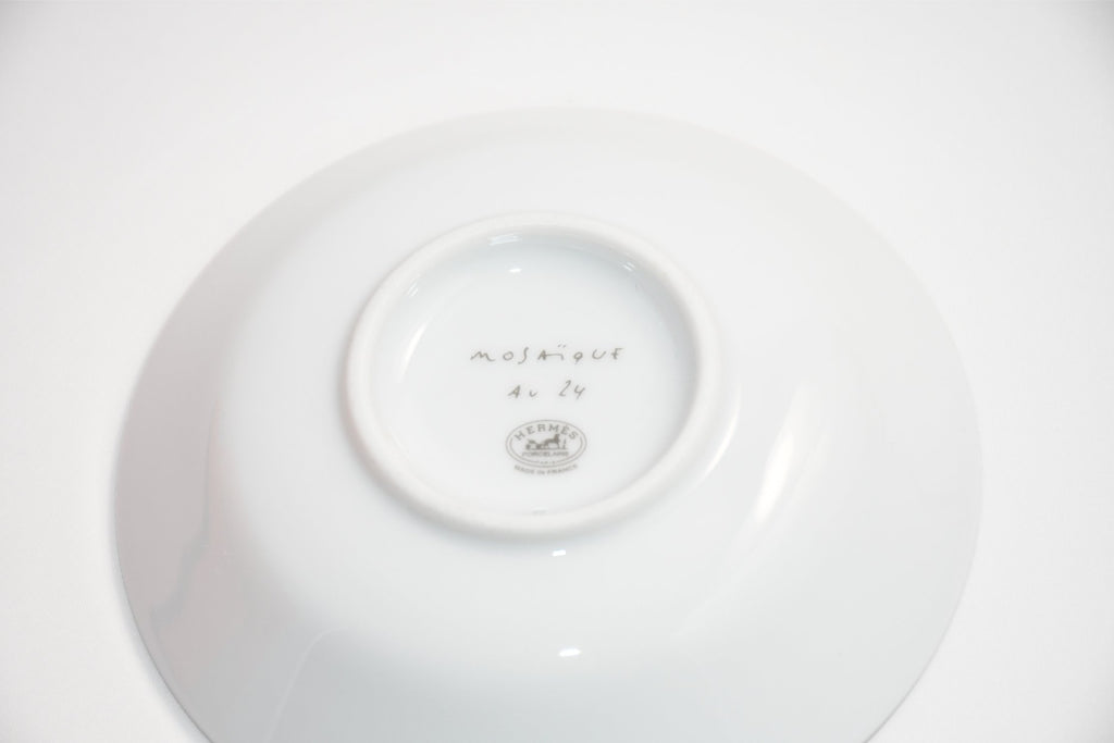 Hermes Mosaique au 24 Sauce Plate 10 cm Platinum silver soy sauce porcelain