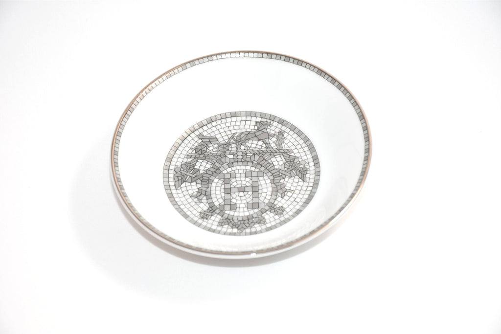 Hermes Mosaique au 24 Sauce Plate 10 cm Platinum silver soy sauce porcelain