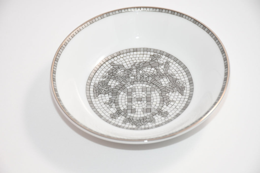Hermes Mosaique au 24 Sauce Plate 10 cm Platinum silver soy sauce porcelain