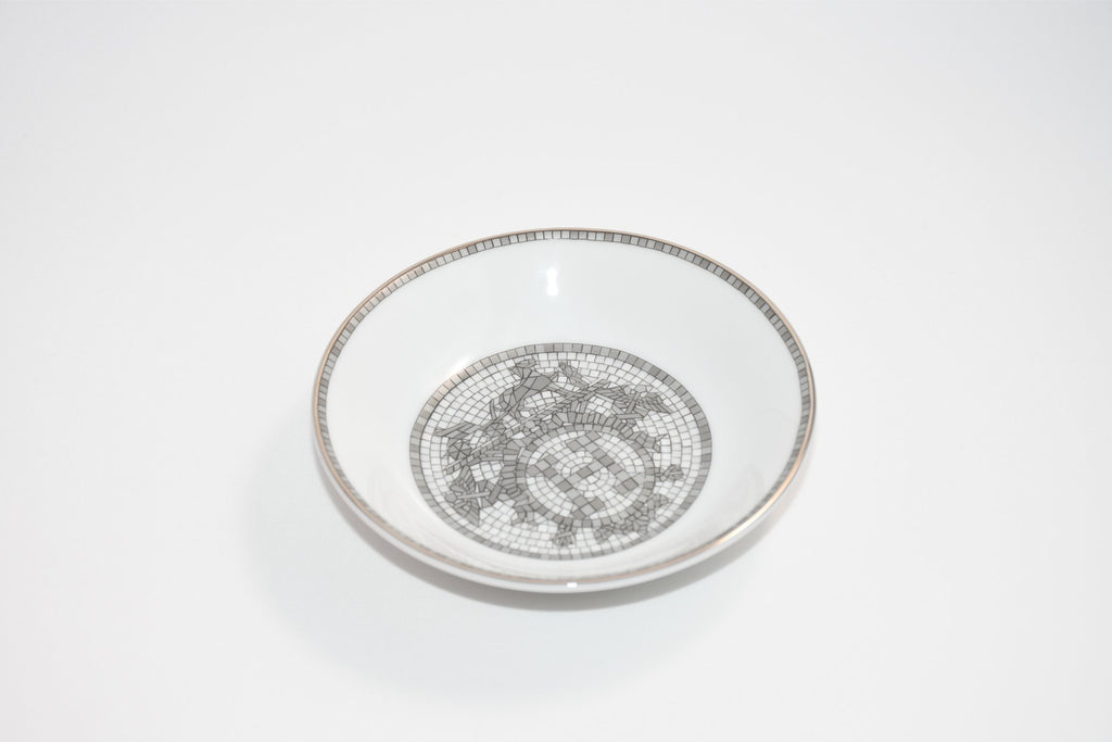 Hermes Mosaique au 24 Sauce Plate 10 cm Platinum silver soy sauce porcelain