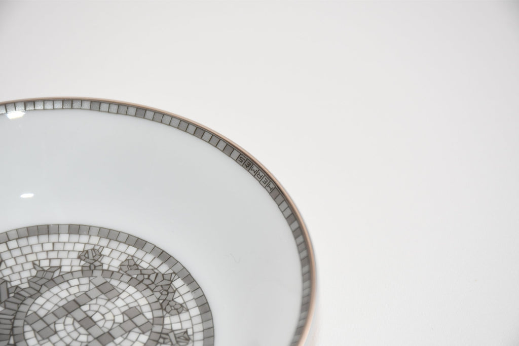 Hermes Mosaique au 24 Sauce Plate 10 cm Platinum silver soy sauce porcelain