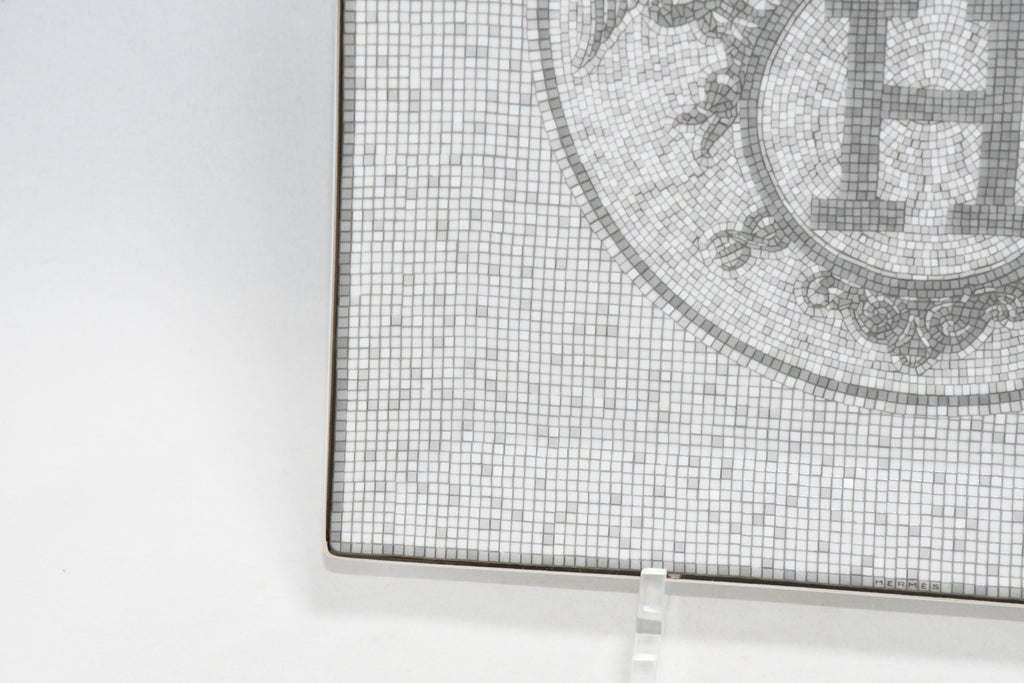Hermes Mosaique au 24 Square Plate 23 x 23 cm Platinum Silver 092 porcelain No. 5