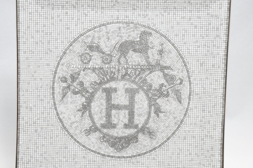 Hermes Mosaique au 24 Square Plate 23 x 23 cm Platinum Silver 092 porcelain No. 5