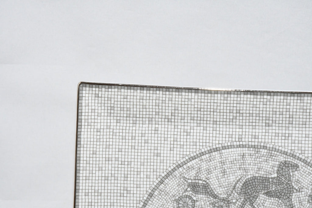 Hermes Mosaique au 24 Square Plate 23 x 23 cm Platinum Silver 092 porcelain No. 5