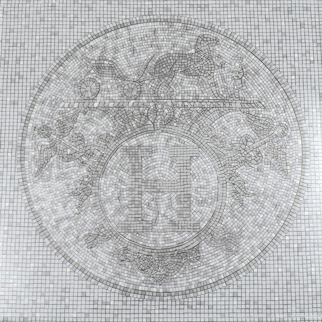 Hermes Mosaique au 24 Square Plate 23 x 23 cm Platinum Silver porcelain No. 5